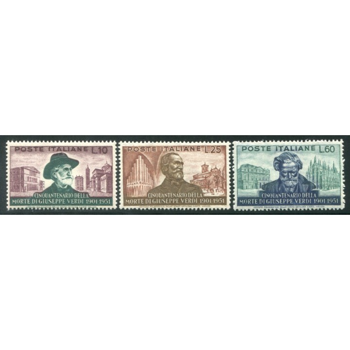 1951 Repubblica Verdi 3 valori centrati