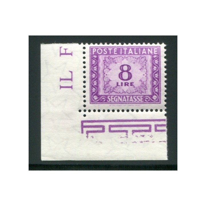 1956 Repubblica Segnatasse 8 lire stelle angolo