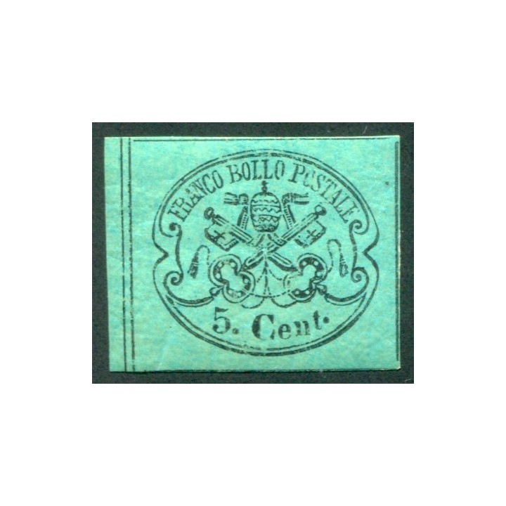 1867 Pontificio II em. 5 cent. non dentellato nuovo 