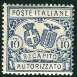 1928 Regno Recapito Autorizzato dent. 14