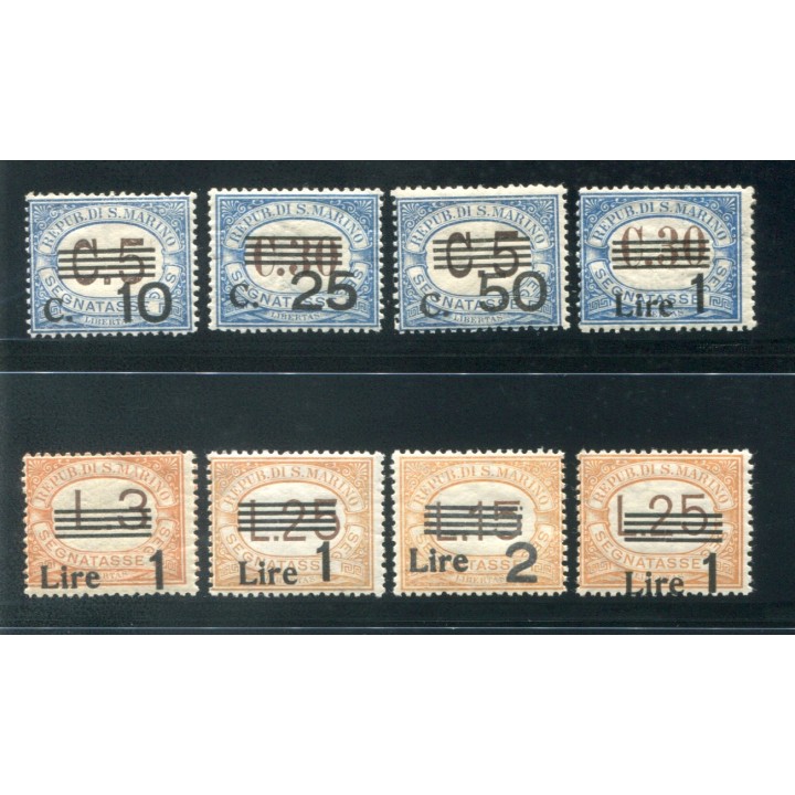 1936 San Marino tasse 8 val. sovrastampati