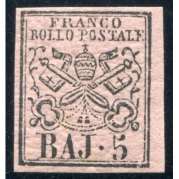 1860 Asi Pontificio 5 Baj rosa chiaro nuovo