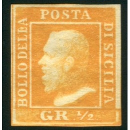 1859 Sicilia 1/2 gr. arancio II tavola nuovo 