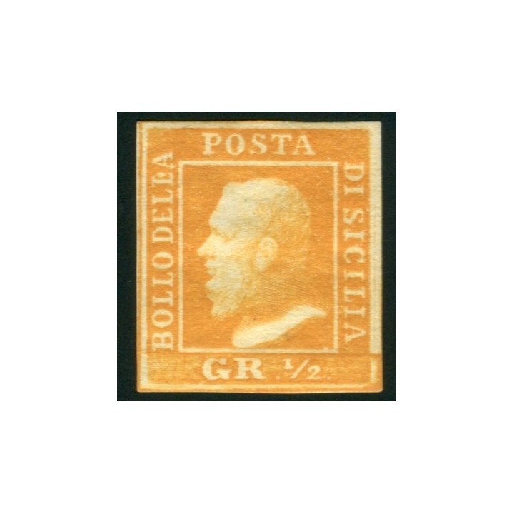 1859 Sicilia 1/2 gr. arancio II tavola nuovo 