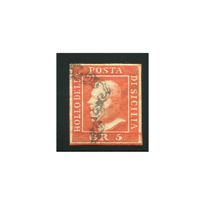 1859 Sicilia 5 grana vermiglio vivo II tavola 