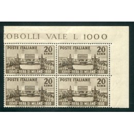 1950 Repubblica Fiera MI lire 20 angolo
