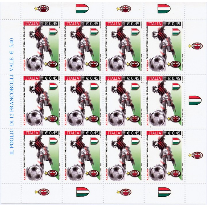 2004 minifoglio 12 valori MILAN campione 