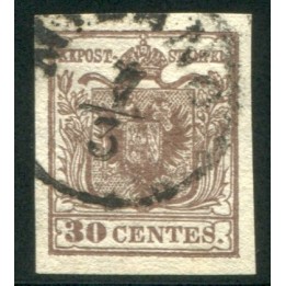 1858 LV I emissione 30 cent. bruno I tipo