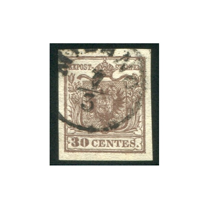 1858 LV I emissione 30 cent. bruno I tipo