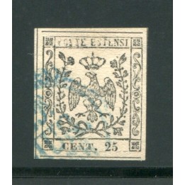 1852 Modena 25 cent. camoscio chiaro usato