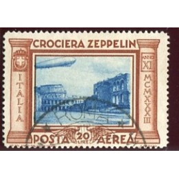 1933 Regno PA Zeppelin 20 lire usato