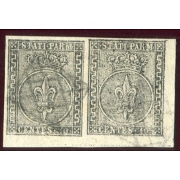 1852 Parma 10 cent. bianco coppia usata 