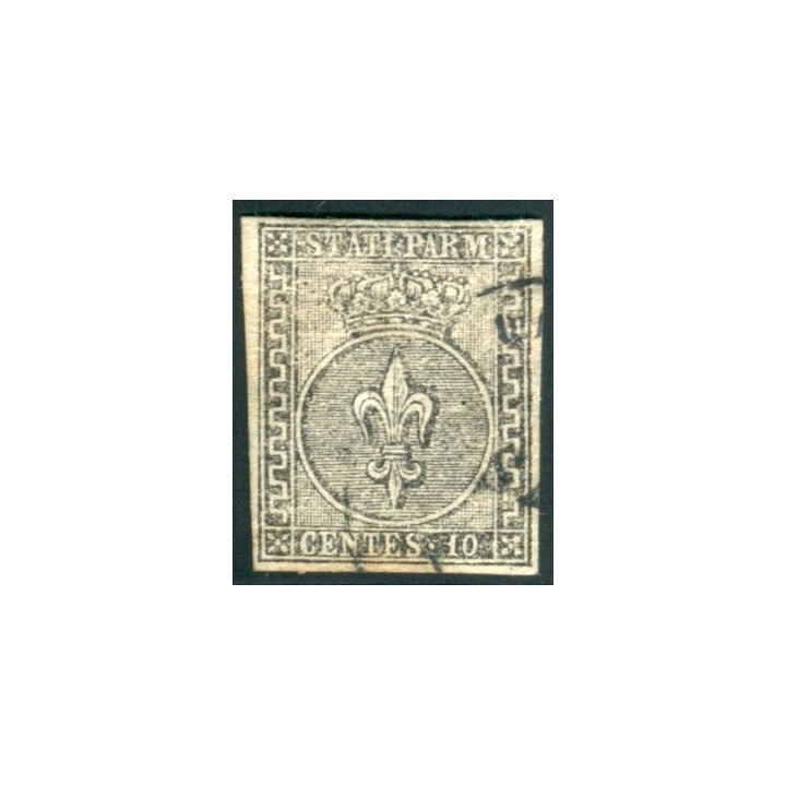 1852 Parma 10 cent. bianco usato