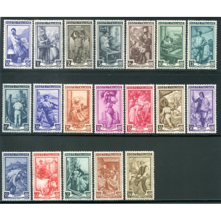 1950 Repubblica Italia al Lavoro 19 valori