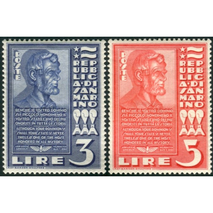 1938 San Marino Lincoln 2 val. nuovi