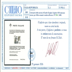 1989 Foglietto CHAPLIN nuovo numero 5908 cert.