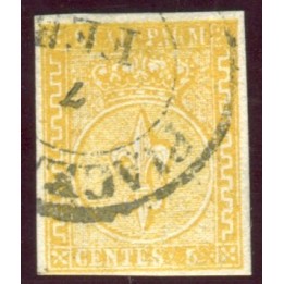 1853/5 Parma II emissione 5 cent giallo