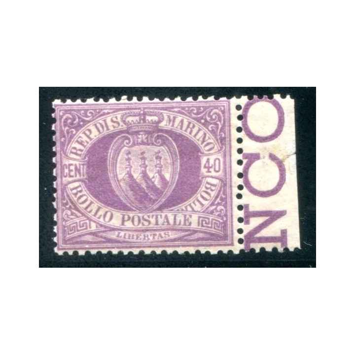 1877 San Marino 40 cent. lilla scuro bordo