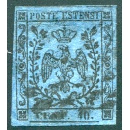 1854 Modena 40 cent. azzurro scuro usato