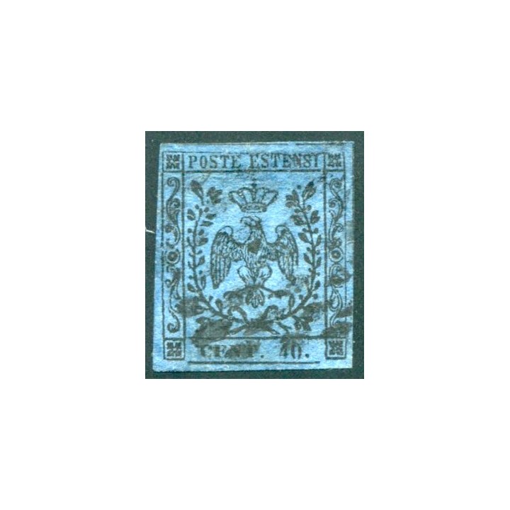 1854 Modena 40 cent. azzurro scuro usato
