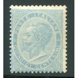 1863 Regno 15 cent. celeste chiaro nuovo
