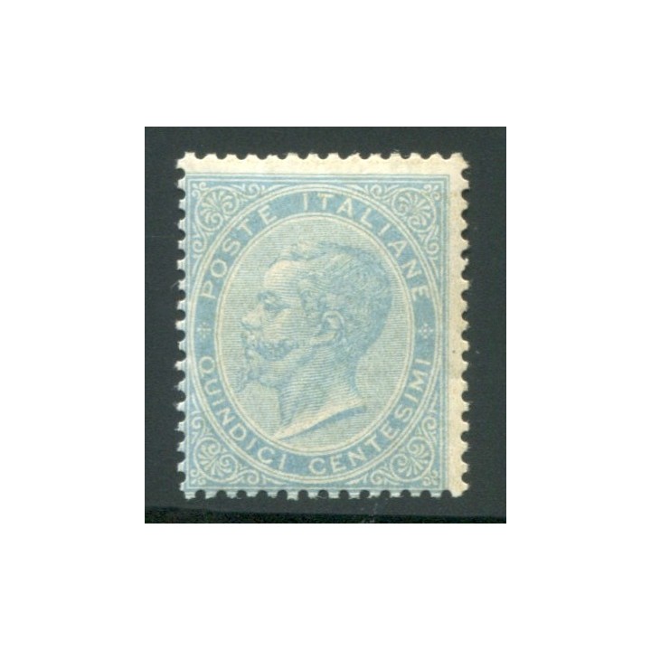 1863 Regno 15 cent. celeste chiaro nuovo