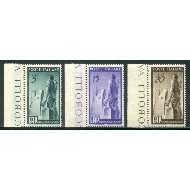 1949 Repubblica ERP 3 valori nuovi