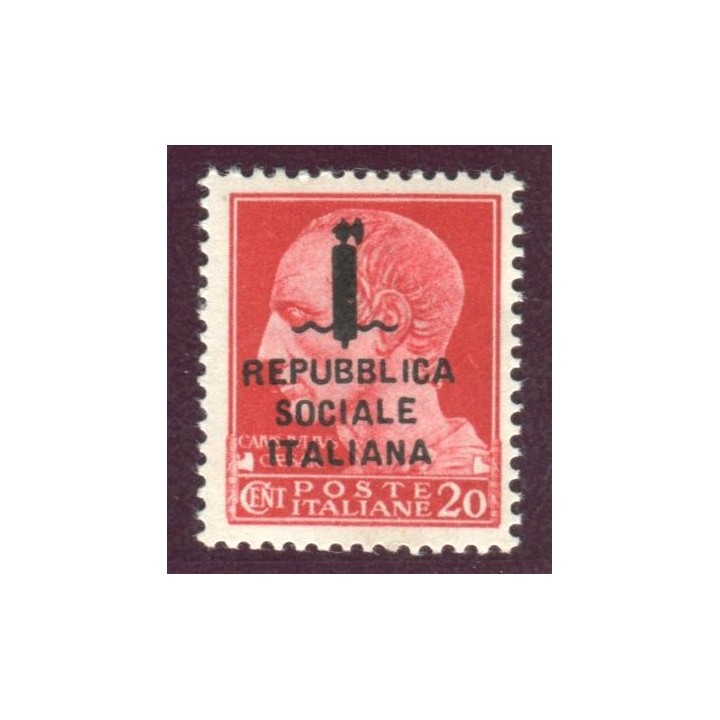 1944 RSI 20 cent. Giulio Cesare sovrastampato