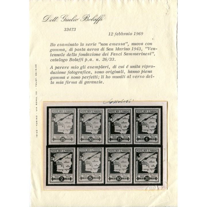 1943 San Marino PA Fasci serie non emessa