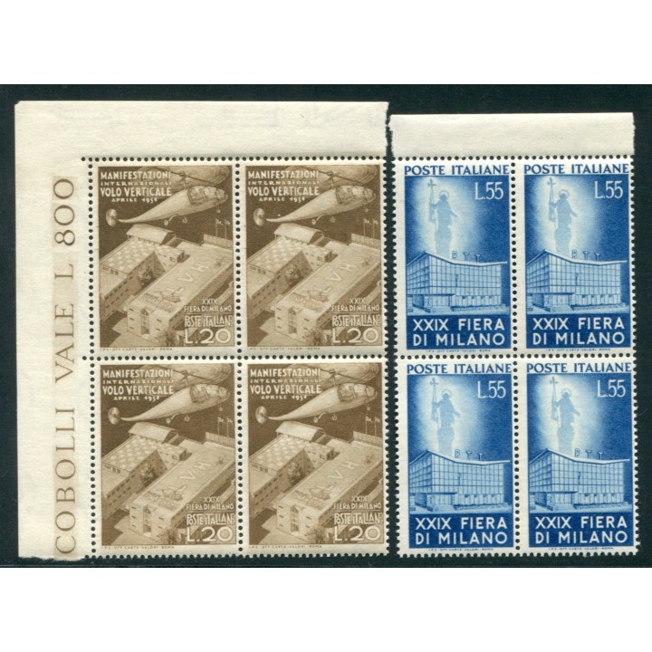 1951 Repubblica Fiera MI 2 valori quartina