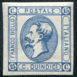 1863 Regno 15 cent. II tipo azzurro