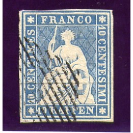1854 Svizzera Strubel 10 r. azzurro