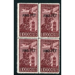 1952 Trieste A 1000 lire PA dent. 14 x 13 1/4