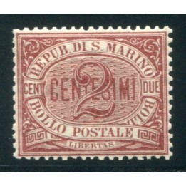 1894 San Marino 2 cent. carminio