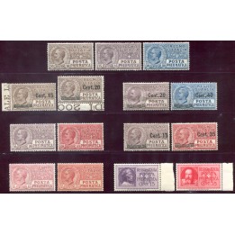 1913-28 Regno Posta Pneumatica 15 valori centrati