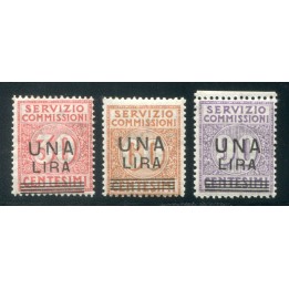 1925 Regno Servizio Commissioni 3 valori