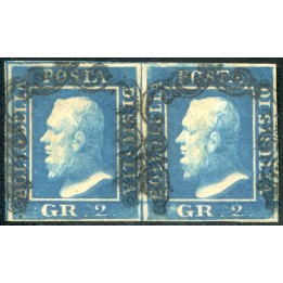 1859 ASI Sicilia 2 grana I tavola cobalto scuro coppia
