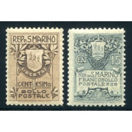 1907 San Marino stemmi 2 valori