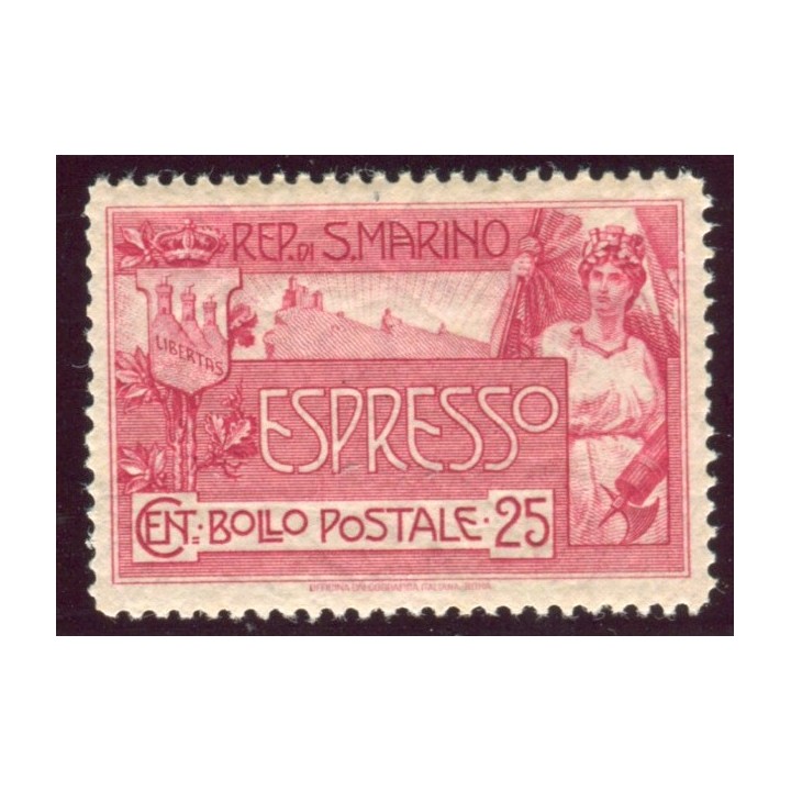 1907 San Marino Espresso 25 cent. nuovo  