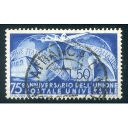 1949 UPU 50 lire azzurro usato centrato