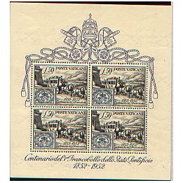 1952 Vaticano Foglietto numero 1 nuovo 