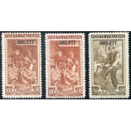 1950 Trieste A i 3 valori con sovrastampa modificata