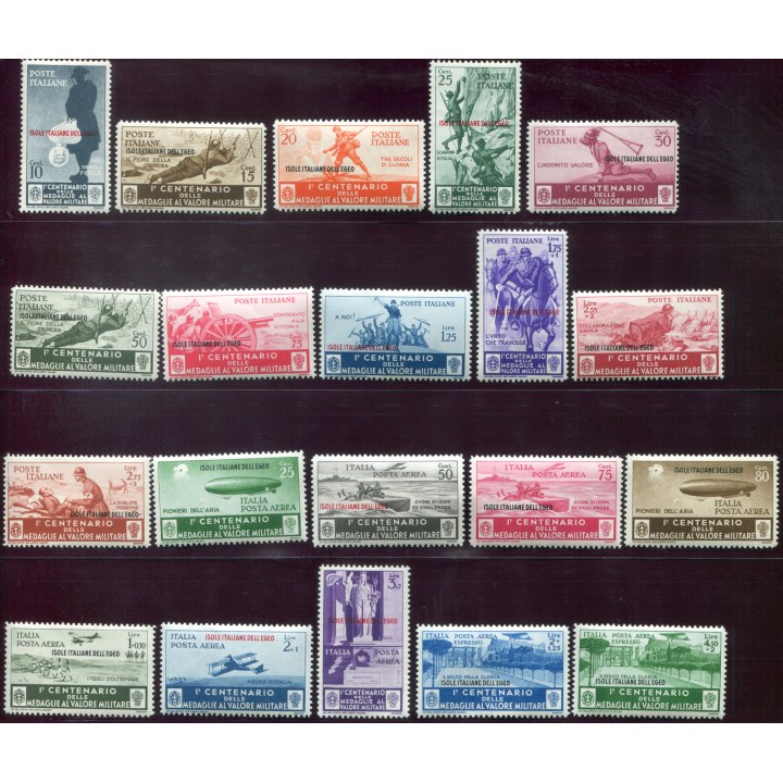 1934 Egeo Medaglie serie completa PO + PA 20 valori