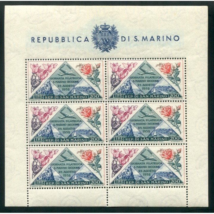 1952 San Marino BF foglietto Fiori 200 lire