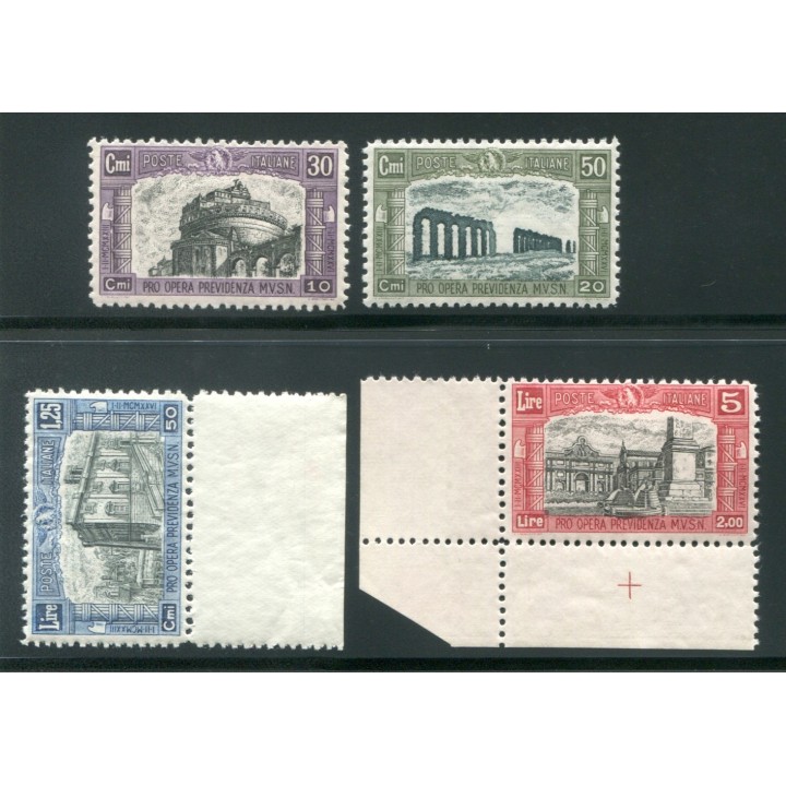 1928 Regno Milizia II emissione 4 val.  centrati