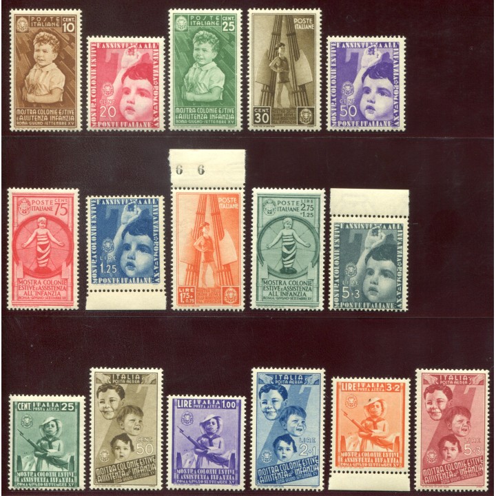 1937 Regno Colonie Estive serie di 16 val.