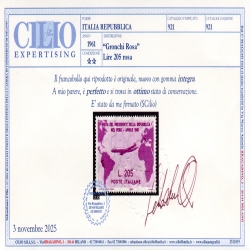 1961 Repubblica Gronchi Rosa 205 lire cert.