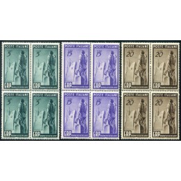 1949 Repubblica Erp serie di 3 val in blocco di 4
