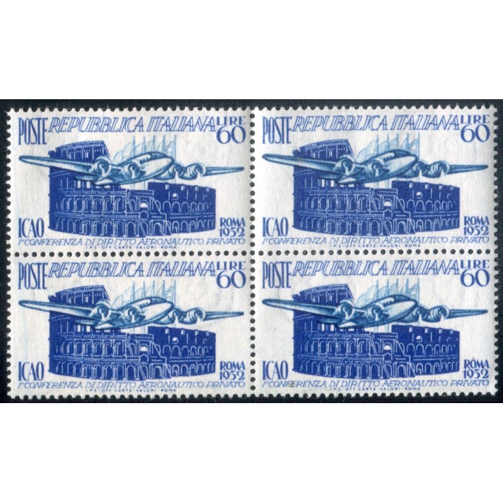 1952 Repubblica ICAO 60 lire blocco 4