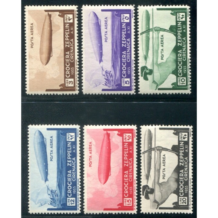 1933 Cirenaica Zeppelin PA serie 6 valori